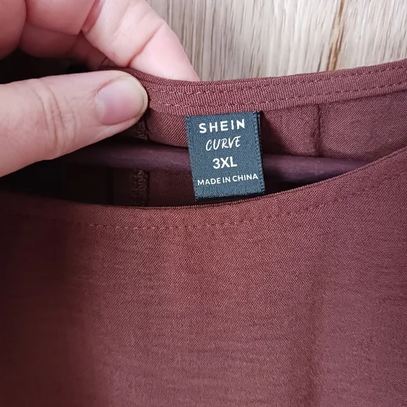 Shein Curve Chocolate Brown Bat Wing Crepe Blouse Size 3XL - Picture 6 of 10